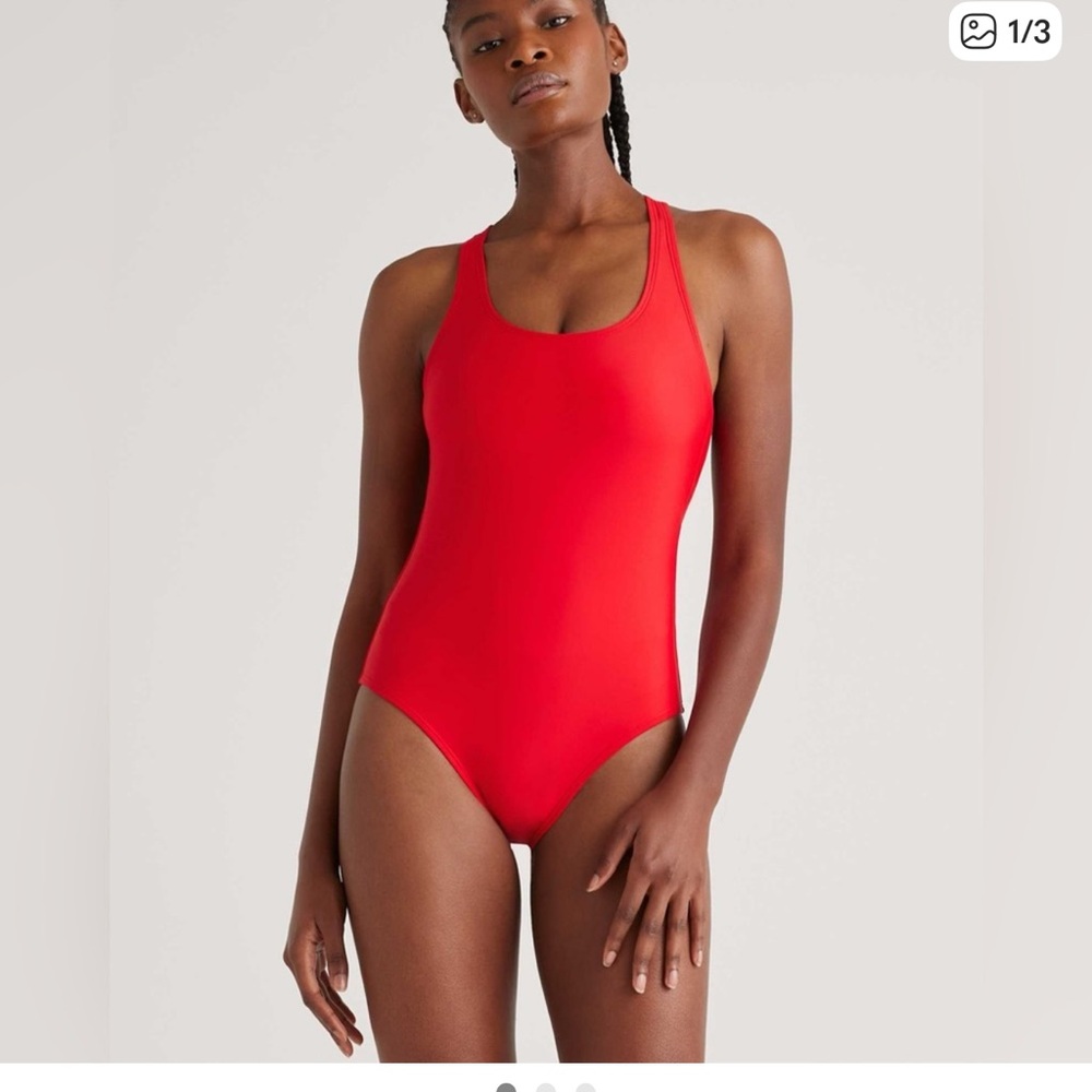 Italian Cross-Back One-Piece Swimsuit Cherry NEW Red